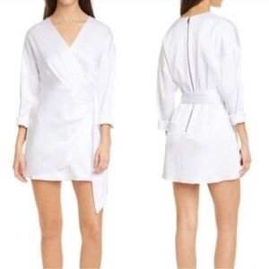Alice + Olivia Ophelia White Faux Wrap Dress